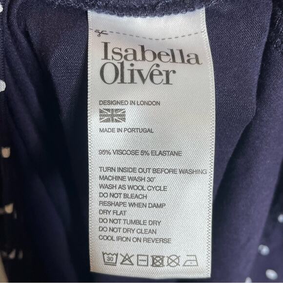 ISABELLA OLIVER Navy White Polka Dot Ivybridge Pleated Maternity Dress Sz 5 (12) - Picture 5 of 5